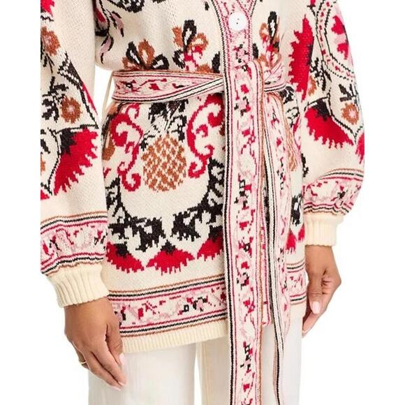 SOLD Farm Rio Cashew Mandala Ties Waist Cardigan Sweater Women's Multicolor - Picture 3 of 5